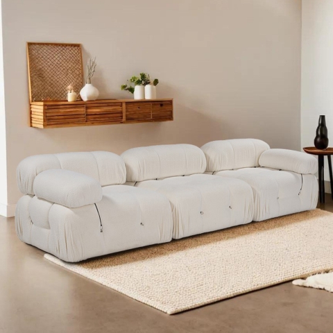 Canapé modulaire 4 places en bouclè blanc Bubble 3SB Promotion
