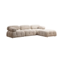 Canapé modulaire 4 places avec repose-pieds en tissu Bubble 3SP Vente