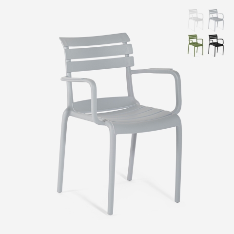 Chaise d'extérieur en polypropylène avec accoudoirs bar cuisine Satin Promotion