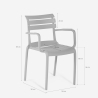 Chaise d'extérieur en polypropylène avec accoudoirs bar cuisine Satin 