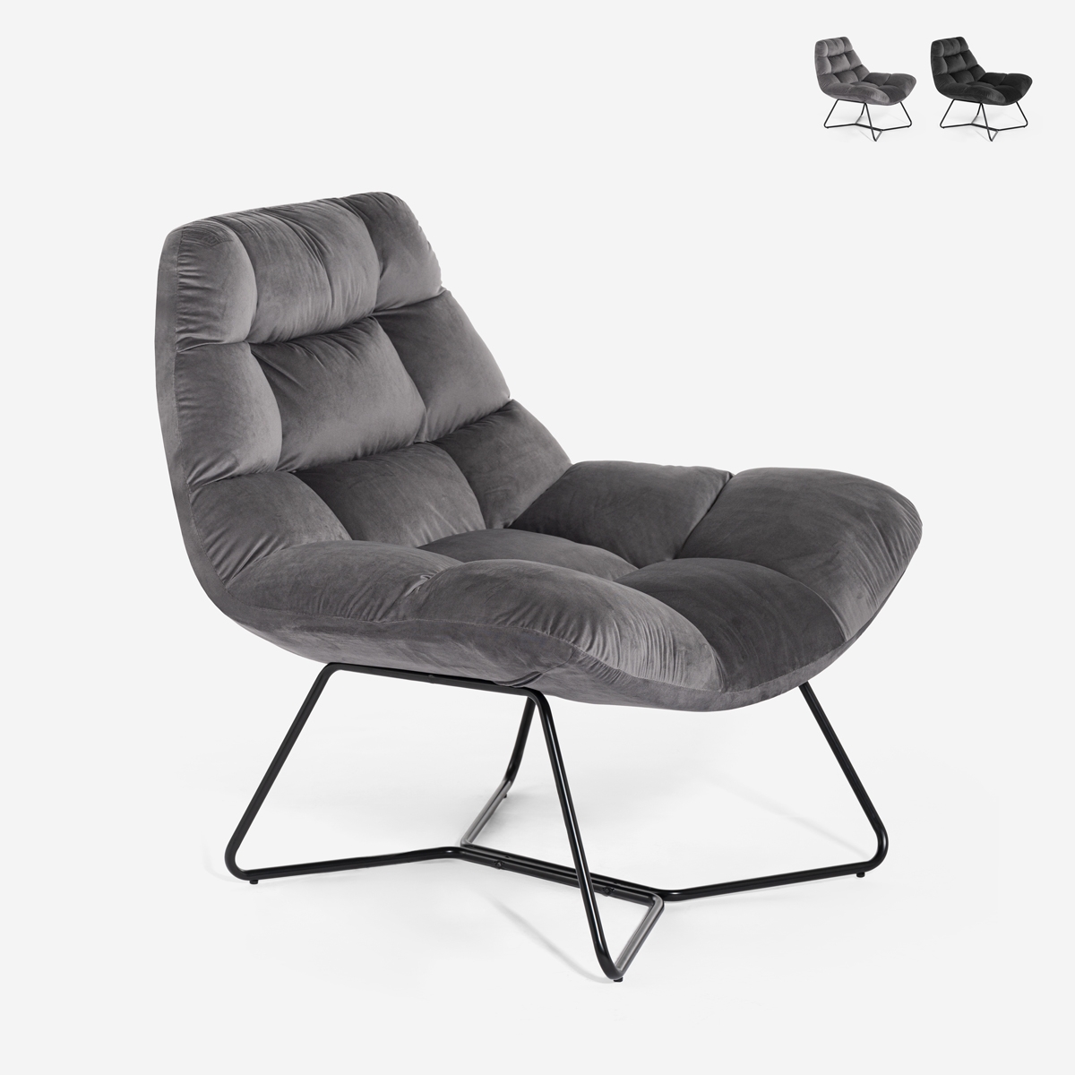 Fauteuil de salon moderne en velours design Karu Promotion