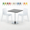 Table Carrée Noire 70x70cm Avec 2 Chaises Colorées Grand Soleil Set Intérieur Bar Café Gruvyer Mojito Offre