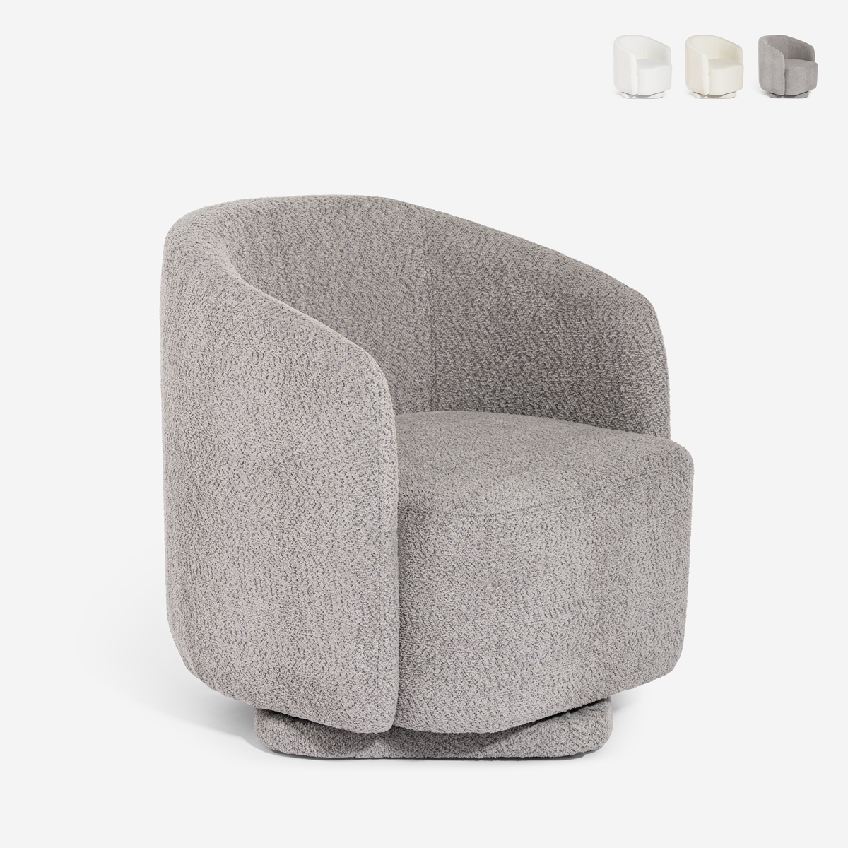 Fauteuil en tissu bouclé pour salon moderne pivotant Orav