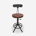 Tabouret pivotant réglable industriel vintage avec dossier Crewi Back Vente