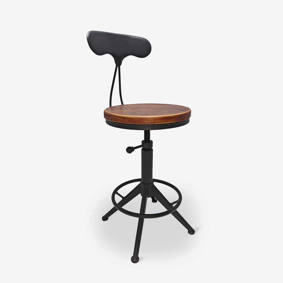 Tabouret pivotant réglable industriel vintage avec dossier Crewi Back Promotion Tabouret pivotant réglable industriel vintage avec dossier Crewi Back Promotion