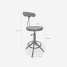 Tabouret pivotant réglable industriel vintage avec dossier Crewi Back Réductions