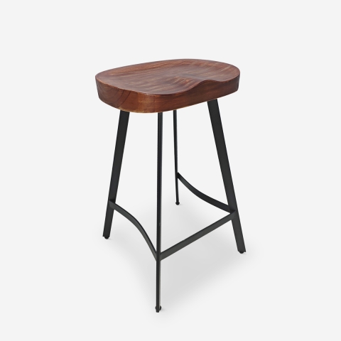 Tabouret industriel en bois et métal vintage pour cuisine Lumax Promotion