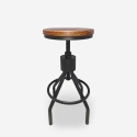 Tabouret de bar industriel en bois et métal réglable à vis Skiv Promotion