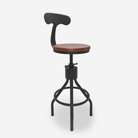 Tabouret de bar cuisine vintage industriel réglable avec dossier Junt Promotion
