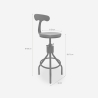 Tabouret de bar cuisine vintage industriel réglable avec dossier Junt Remises