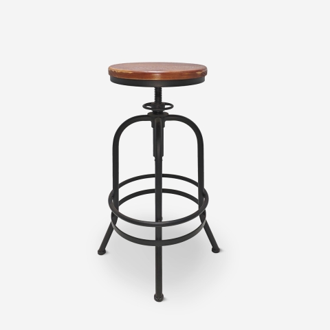 Tabouret de bar vintage industriel réglable avec repose-pieds Klom Promotion