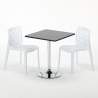 Table Carrée Noire 70x70cm Avec 2 Chaises Colorées Grand Soleil Set Intérieur Bar Café Gruvyer Mojito 