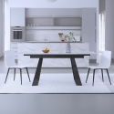 Table à manger extensible moderne 160-200x90cm effet marbre Caracas Vente
