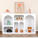 Console d'entrée design blanche avec compartiments incurvés 120x37cm Liva Remises