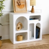 Bibliothèque de sol blanche design avec compartiments courbes 80x37x74cm Lessa Vente