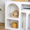 Bibliothèque de sol blanche design avec compartiments courbes 80x37x74cm Lessa Offre