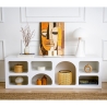 Meuble TV bas design 160x40 cm avec 7 compartiments blanc Lorin Vente