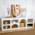 Meuble TV bas design 160x40 cm avec 7 compartiments blanc Lorin Promotion