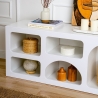 Meuble TV bas design 160x40 cm avec 7 compartiments blanc Lorin Offre