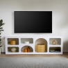 Meuble TV bas design 160x40 cm avec 7 compartiments blanc Lorin Remises