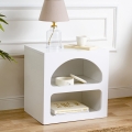 Table de chevet design blanc 50x40 cm 2 compartiments Lorin S Promotion