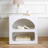 Table de chevet design blanc 50x40 cm 2 compartiments Lorin S Vente