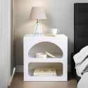 Table de chevet design blanc 50x40 cm 2 compartiments Lorin S Remises