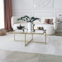 Table basse rectangulaire en verre et métal 94x64x35cm Sun Vente