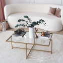 Table basse rectangulaire en verre et métal 94x64x35cm Sun Réductions