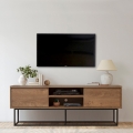 Meuble TV industriel moderne 140x40x50cm en bois et métal Rodez Promotion