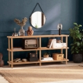 Console bibliothèque pour salon et entrée 150x35x75 cm en bois naturel Raca Promotion