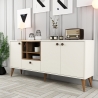 Buffet bas de salon 180x35cm blanc et bois avec portes Napoli Vente