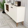 Buffet bas de salon 180x35cm blanc et bois avec portes Napoli Remises