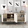 Buffet bas de salon 180x35cm blanc et bois avec portes Napoli Réductions