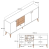 Buffet bas de salon 180x35cm blanc et bois avec portes Napoli Choix