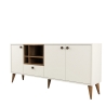 Buffet bas de salon 180x35cm blanc et bois avec portes Napoli Catalogue