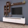 Mur TV avec étagères et niches ouvertes blanc et naturel Sirio Remises