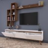 Mur TV avec étagères et niches ouvertes blanc et naturel Sirio Réductions