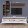 Mur TV avec étagères et niches ouvertes blanc et naturel Sirio Dimensions