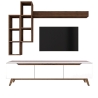 Mur TV avec étagères et niches ouvertes blanc et naturel Sirio Catalogue