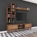 Meuble TV mural avec étagère et niches ouvertes 180x35cm Mary Promotion
