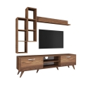 Meuble TV mural avec étagère et niches ouvertes 180x35cm Mary Vente