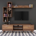 Meuble TV mural avec étagère et niches ouvertes 180x35cm Mary Remises