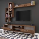 Meuble TV mural avec étagère et niches ouvertes 180x35cm Mary Réductions