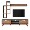 Meuble TV mural avec étagère et niches ouvertes 180x35cm Mary Catalogue