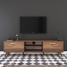 Meuble TV avec 2 portes abattantes et 2 étagères en bois couleur noyer Walnut Promotion