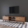 Meuble TV avec 2 portes abattantes et 2 étagères en bois couleur noyer Walnut Offre