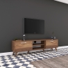 Meuble TV avec 2 portes abattantes et 2 étagères en bois couleur noyer Walnut Remises