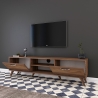Meuble TV avec 2 portes abattantes et 2 étagères en bois couleur noyer Walnut Réductions