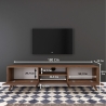 Meuble TV avec 2 portes abattantes et 2 étagères en bois couleur noyer Walnut Prix